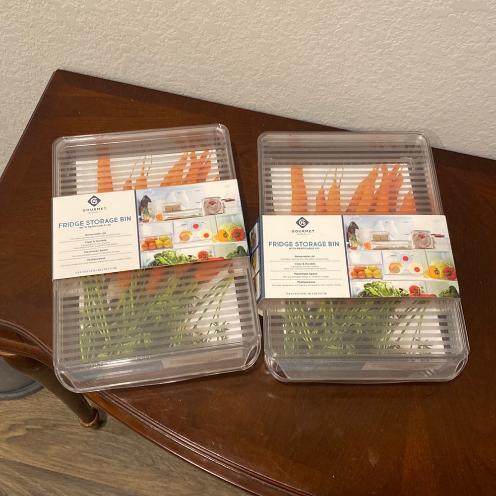 Fridge Storage Bins with Removable Lid- Set of 2